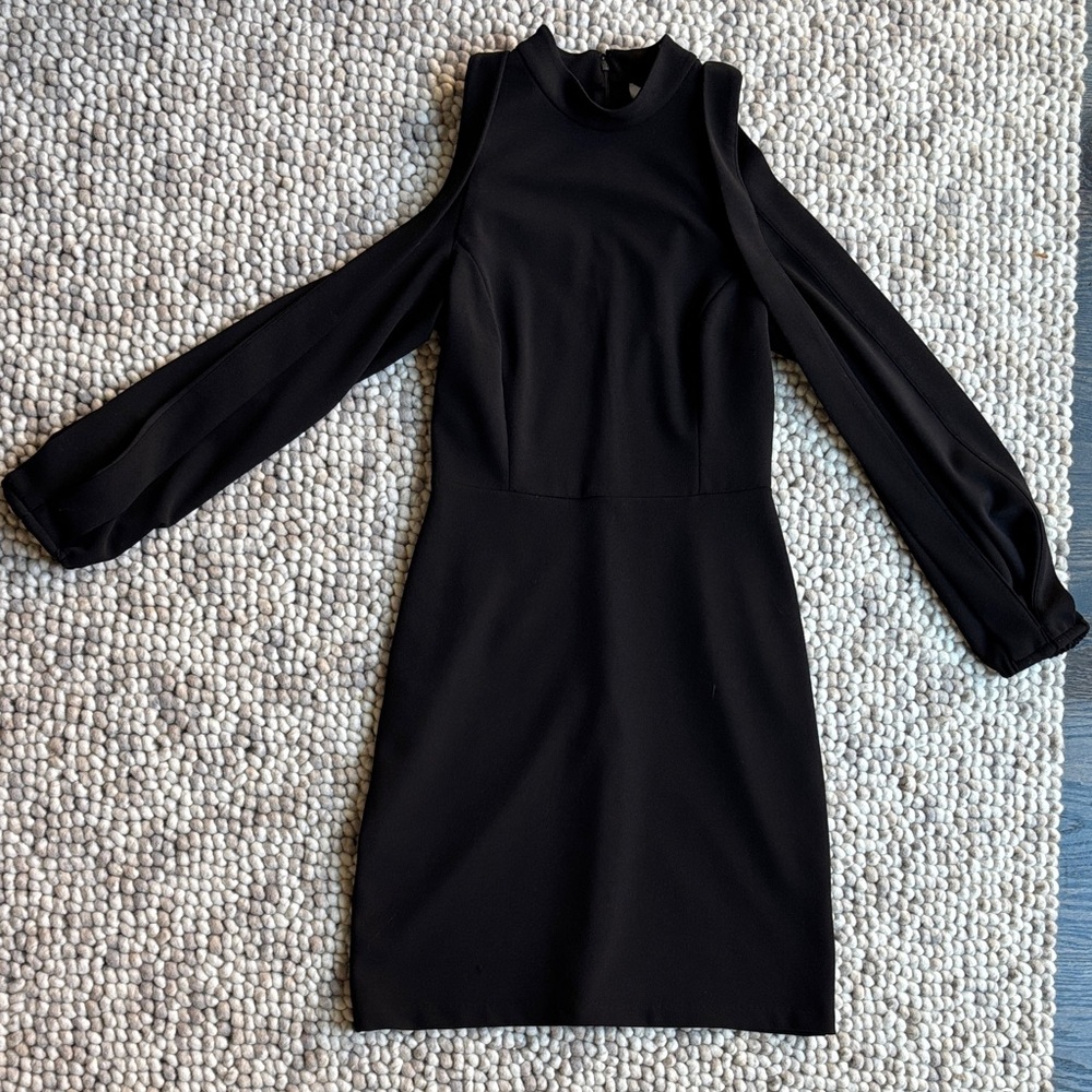 Charles Henry Black Long Sleeve Cold Shoulder Dress
